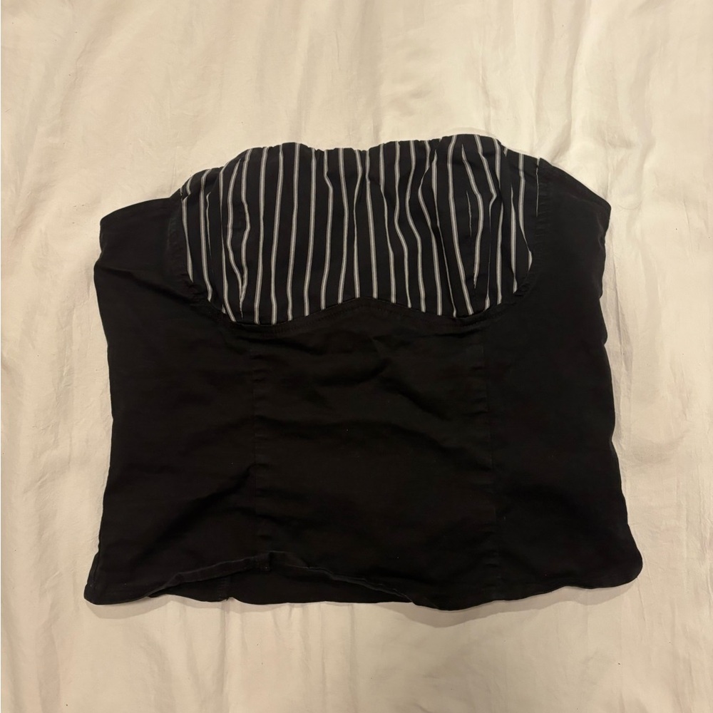 Princess Polly Black Strapless Bustier Top with Contrast Trim